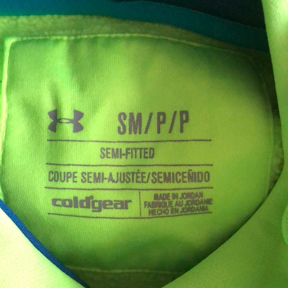Neon Green/ blue Under Armour sweatshirt Semi-fit - Picture 2 of 4